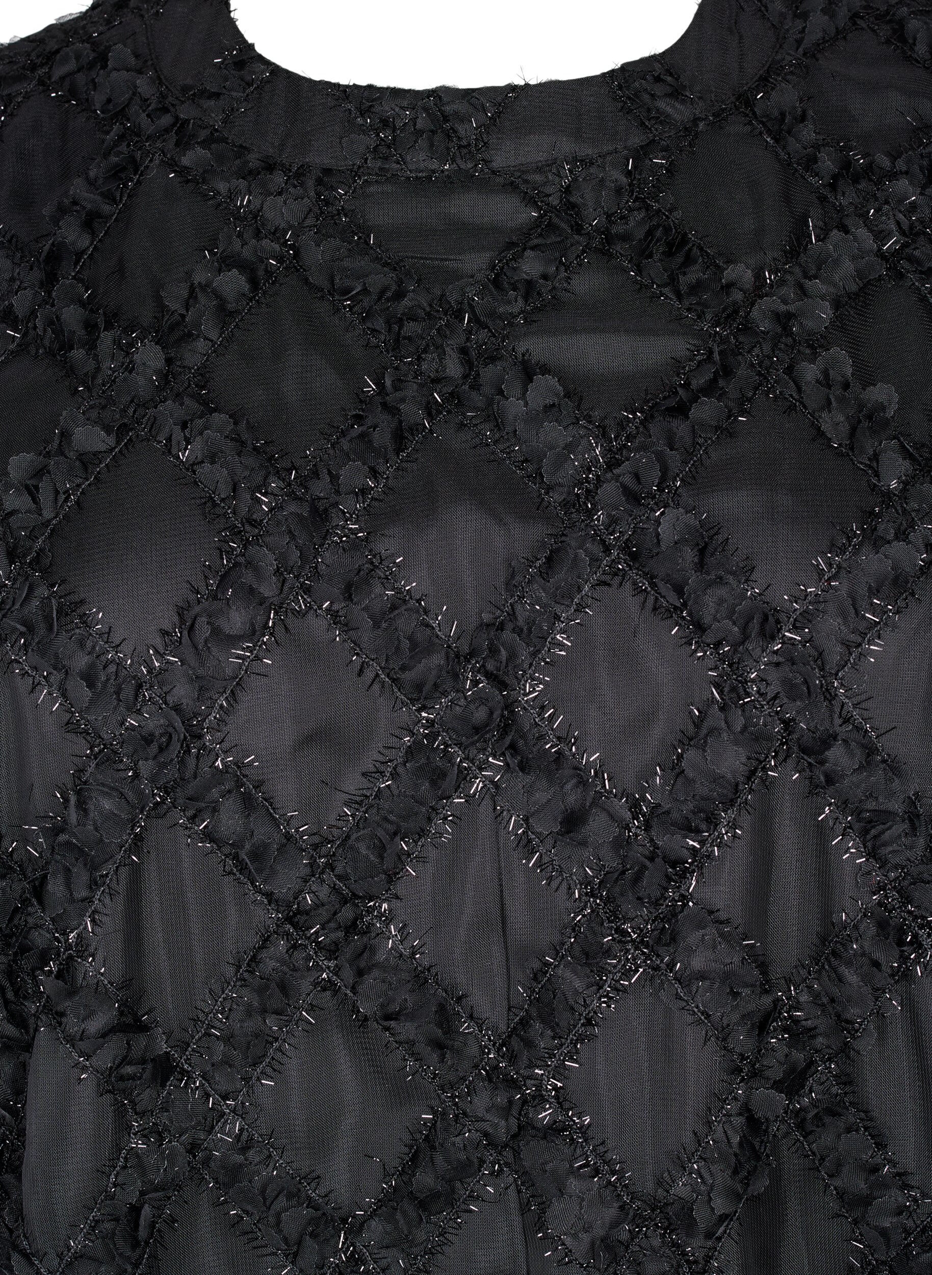 ZizziKurzes Kleid mit Strukturmuster, Black, Packshot image number 2