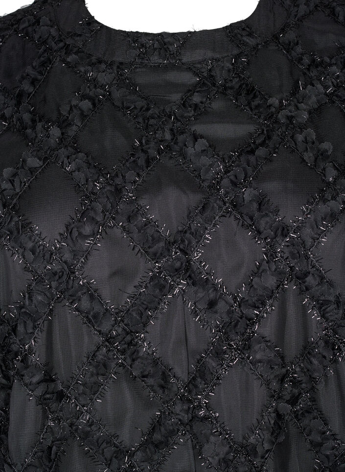 Kurzes Kleid mit Strukturmuster, Black, Packshot image number 2