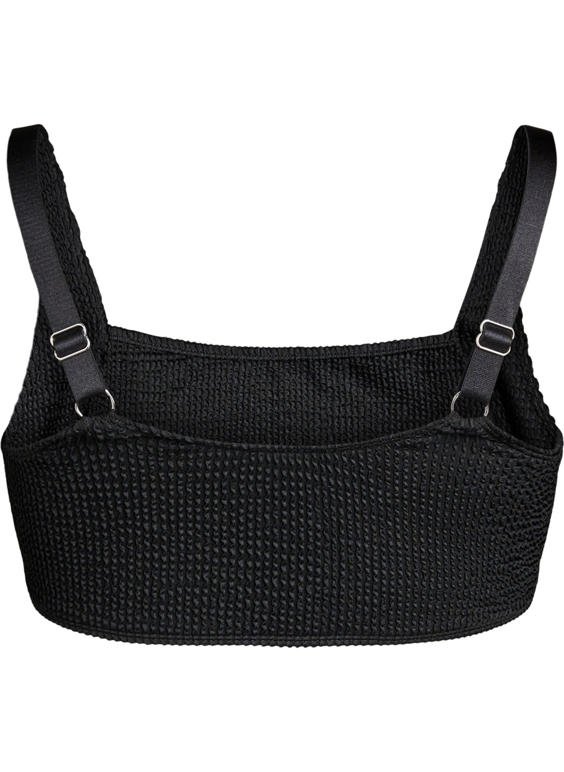 ZizziBikinioberteil aus Krepp mit verstellbaren Tr&auml;gern, Schwarz, Packshot image number 1