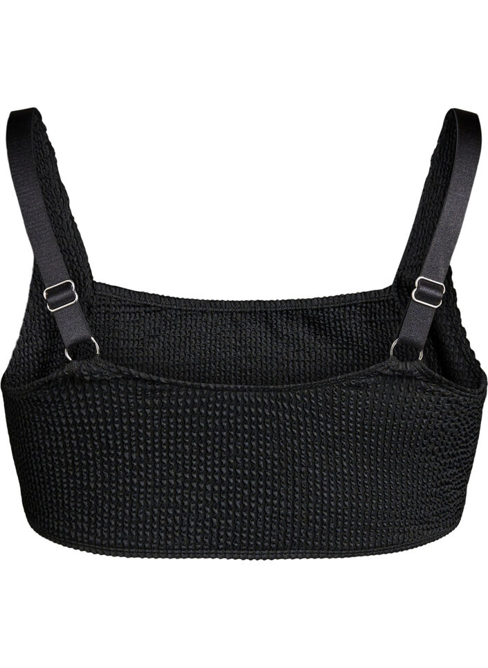 Bikinioberteil aus Krepp mit verstellbaren Trägern, Schwarz, Packshot image number 1