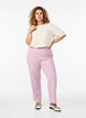 Kurz&auml;rmelige, gewebte Bluse mit Rundhals, Beige, Model image number 1