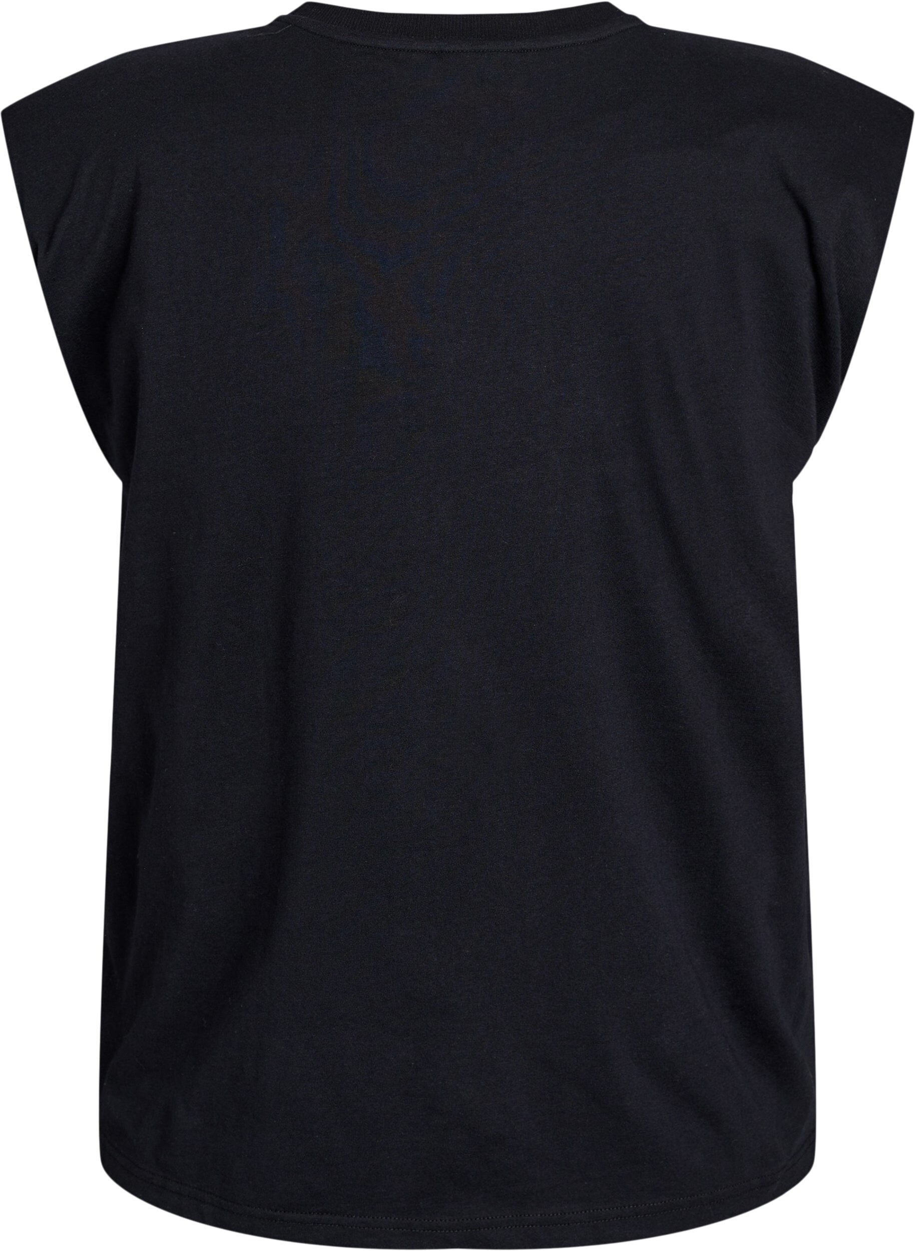 Zizzi&Auml;rmellose Jerseybluse mit Schulterpolstern, Schwarz, Packshot image number 1