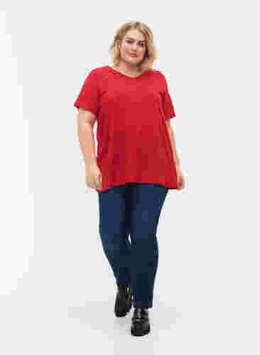 Kurzärmeliges T-Shirt mit A-Linie, Lipstick Red, Model image number 2