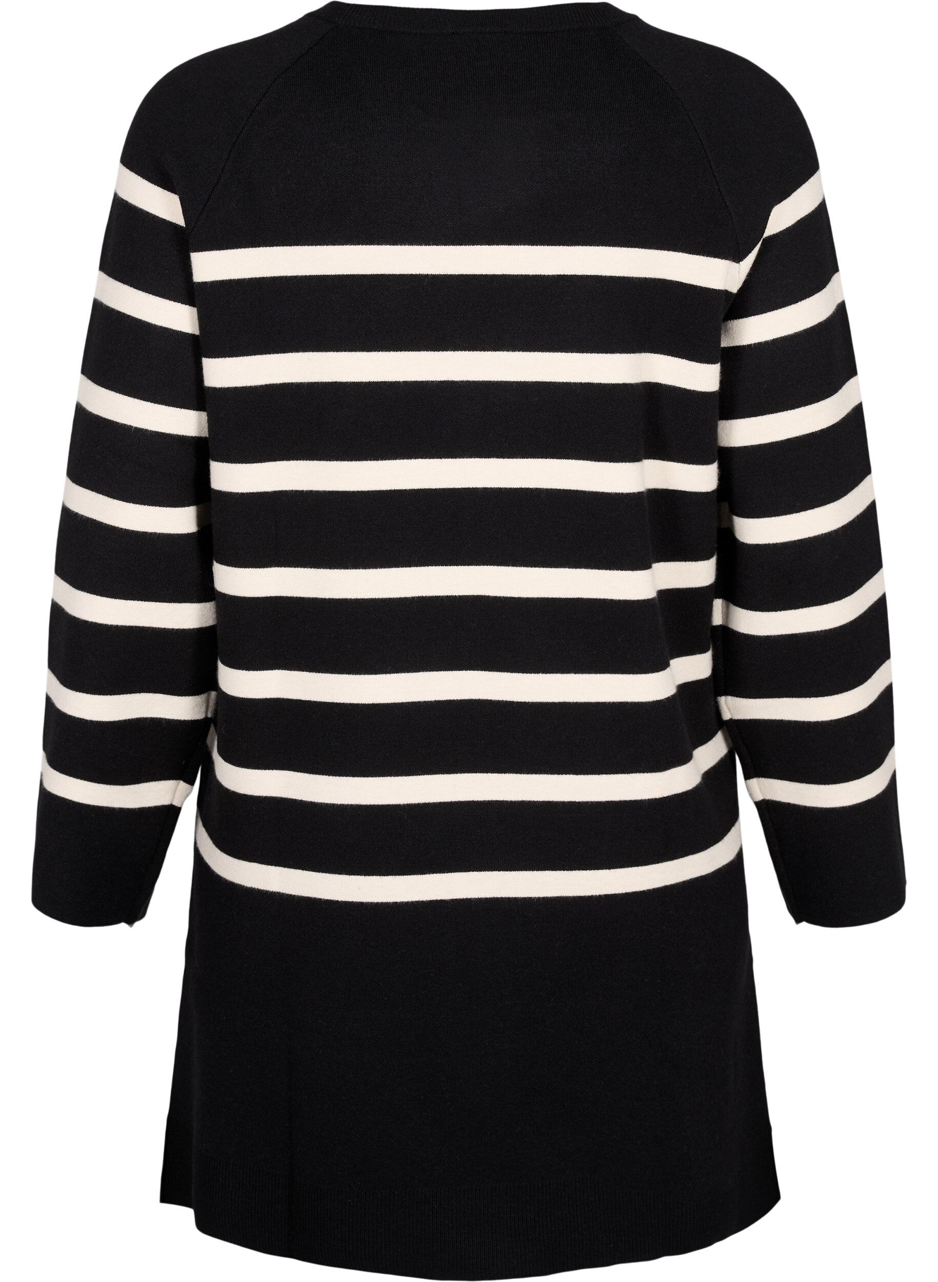 ZizziStrickkleid mit Rundhalsausschnitt und Schlitz, Schwarz, Packshot image number 1