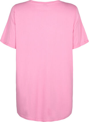 Einfarbiges Oversize T-Shirt mit V-Ausschnitt, Rosebloom, Packshot image number 1