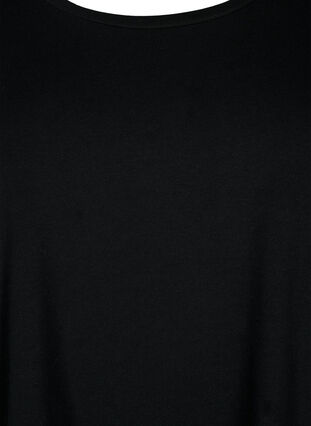 Basic T-Shirt aus Baumwolle mit 3/4-Ärmeln, Black, Packshot image number 2