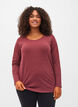 Basic Bluse mit langen Ärmeln, Cabernet Melange, Model image number 0