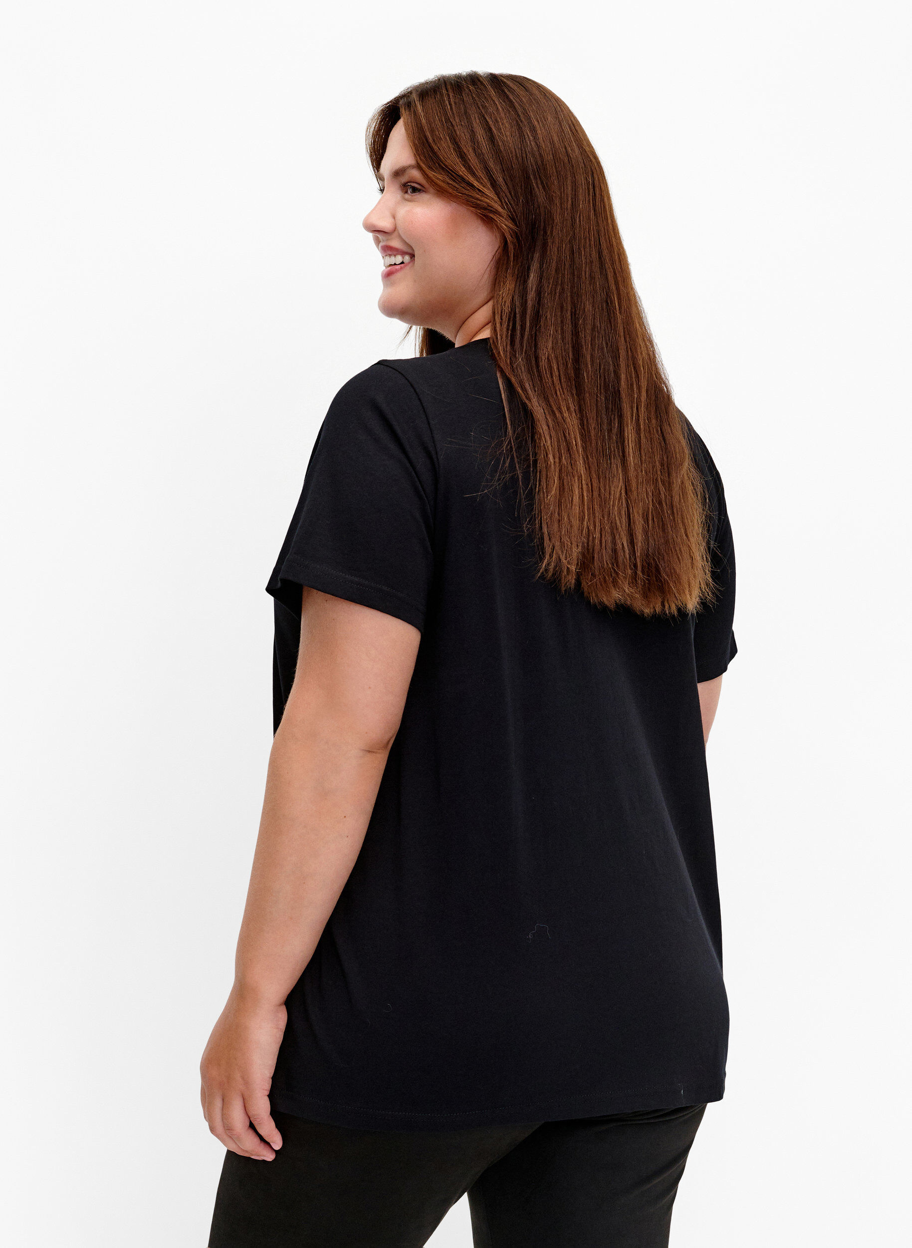 ZizziBaumwoll-T-Shirt mit Pailletten, Black W. Be free, Model image number 1