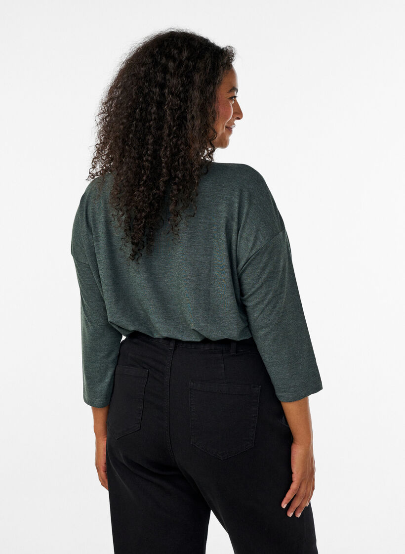 Bluse aus Jersey mit 3/4-&Auml;rmeln , Gr&uuml;n, Model image number 2