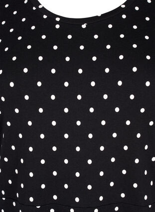 Einfarbiges Baumwollkleid mit kurzen Ärmeln, Black w. White Dot, Packshot image number 2