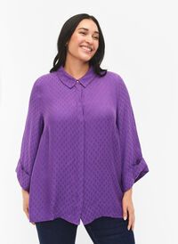 Hemd aus Viskose mit Ton-in-Ton-Muster, Lavender Violet, Model