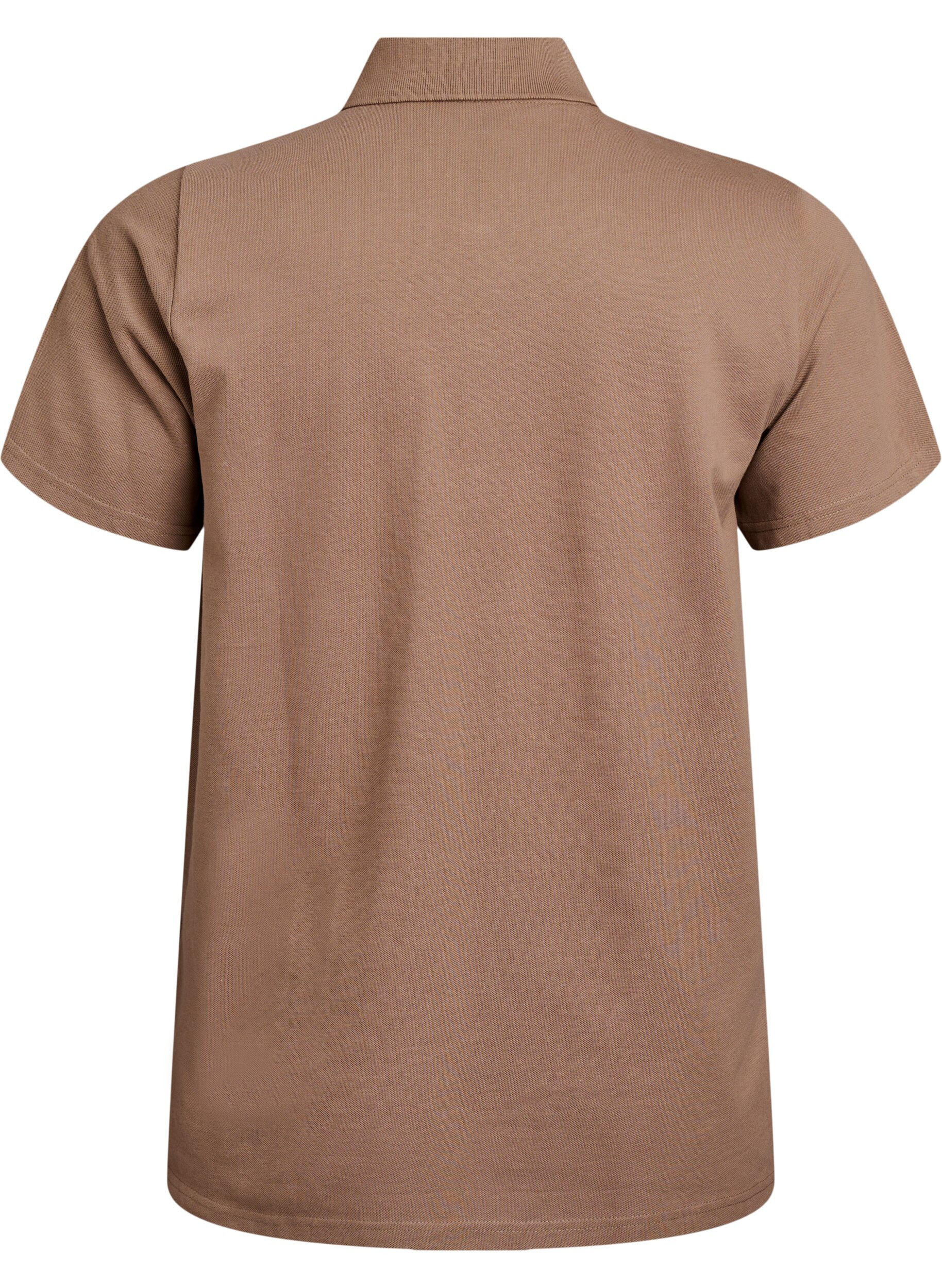 ZizziPoloshirt mit kurzen &Auml;rmeln, Braun, Packshot image number 1