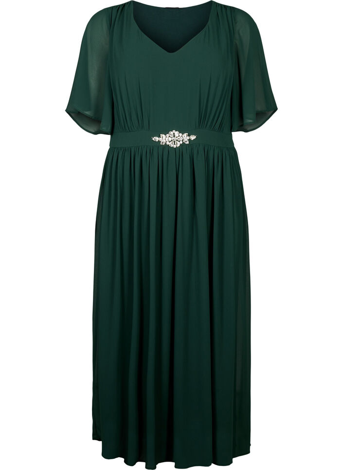 Maxikleid mit Drapierungen und kurzen Ärmeln, Scarab, Packshot image number 0