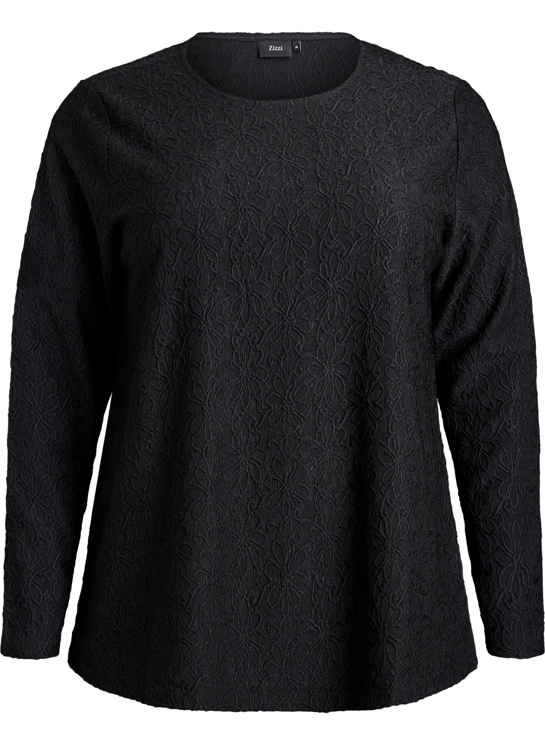 Lang&auml;rmelige Bluse mit gebl&uuml;mter Struktur