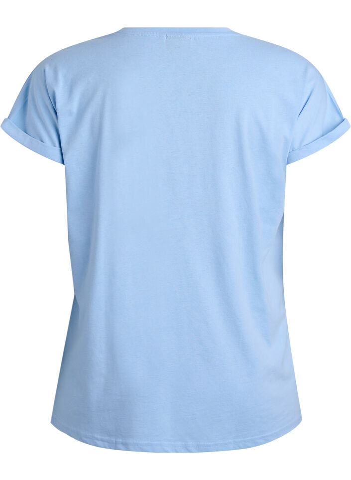 Kurzärmeliges T-Shirt aus einer Baumwollmischung, Blau, Packshot image number 1