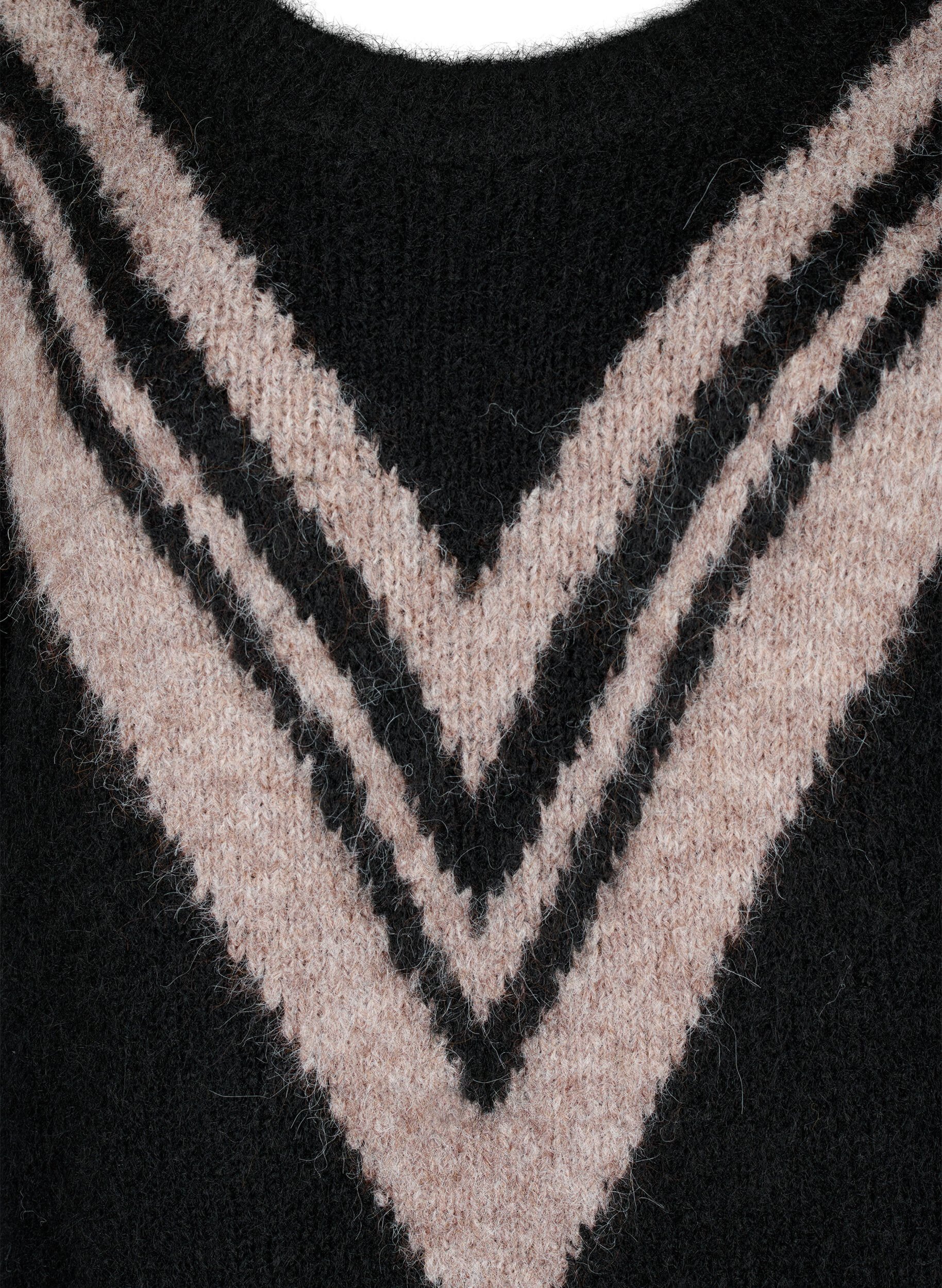 ZizziGestrickter Pullover mit Streifendetail, Black Comb, Packshot image number 2