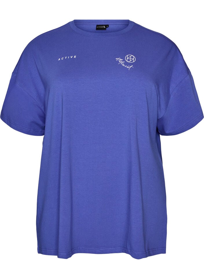 T-Shirt aus Bio-Baumwolle mit kleinem Frontmotiv, Blau, Packshot image number 0