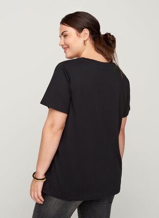 Baumwoll T-Shirt mit Aufdruck, Black, Model image number 1