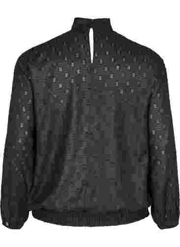 Gemusterte Bluse mit langen Ärmeln und Smock, Black, Packshot image number 1