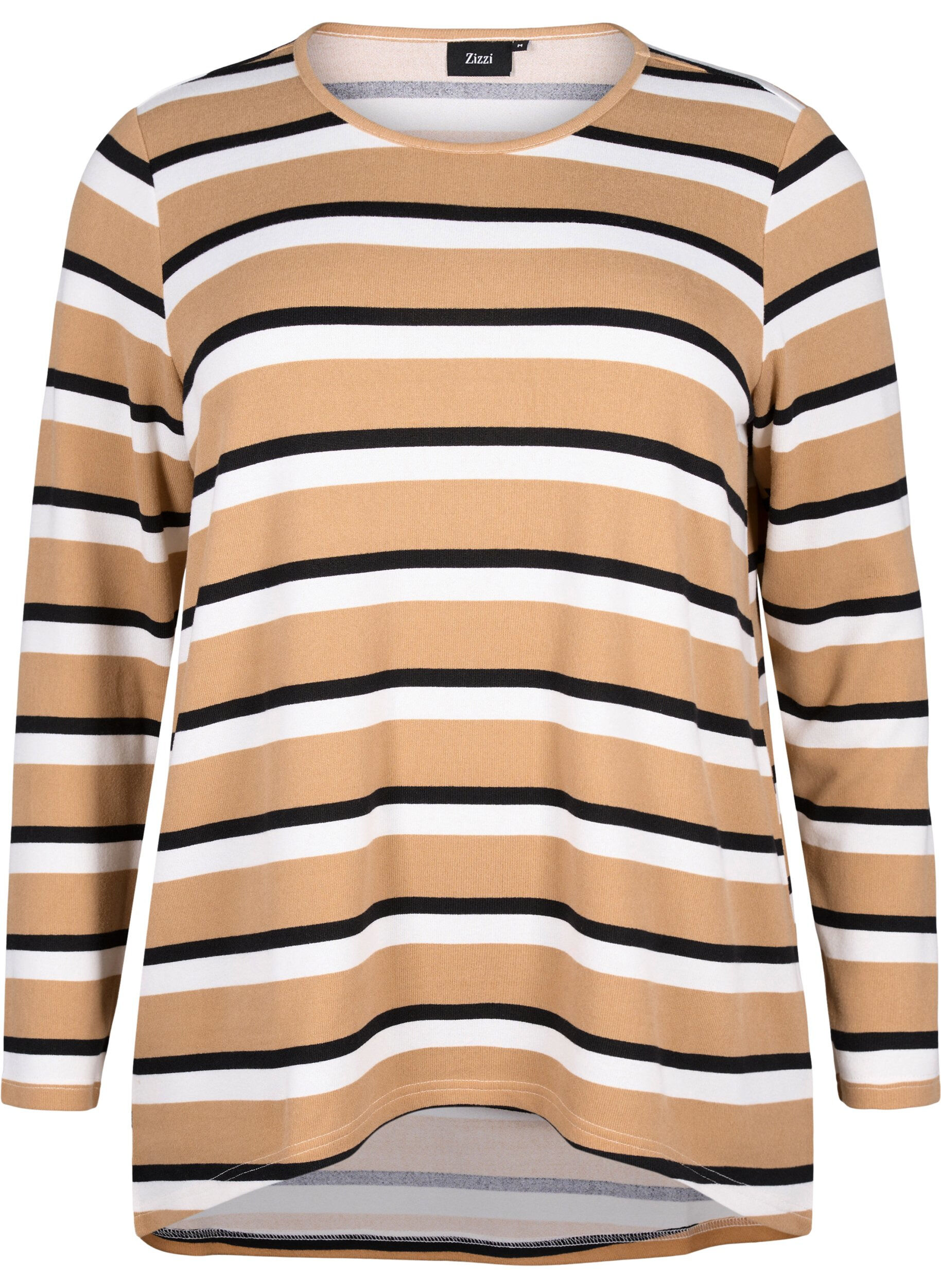 ZizziGestreifte Bluse mit langen &Auml;rmeln, Schwarz, Packshot image number 0