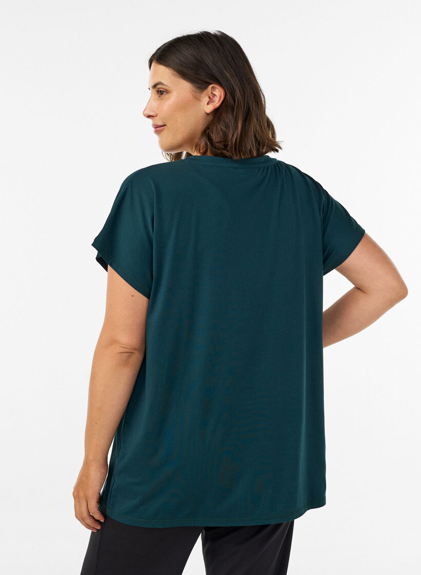 Lockeres Trainings-T-Shirt mit V-Ausschnitt, Gr&uuml;n, Model image number 2