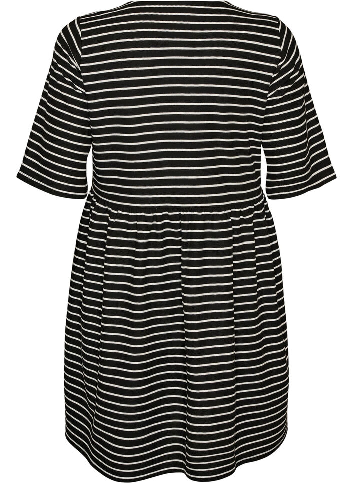 Kleid mit gerippter Textur und Empire-Linie, Wei&szlig;, Packshot image number 1