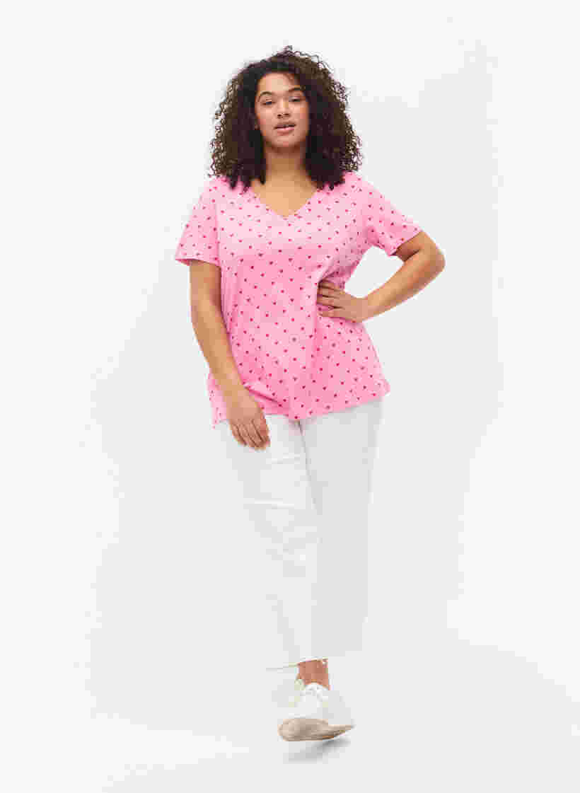 Baumwoll-T-Shirt mit Print, Rosebloom AOP, Model image number 2