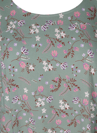 Kurzarm Viskosekleid mit Print, Chinois Green Flower, Packshot image number 2