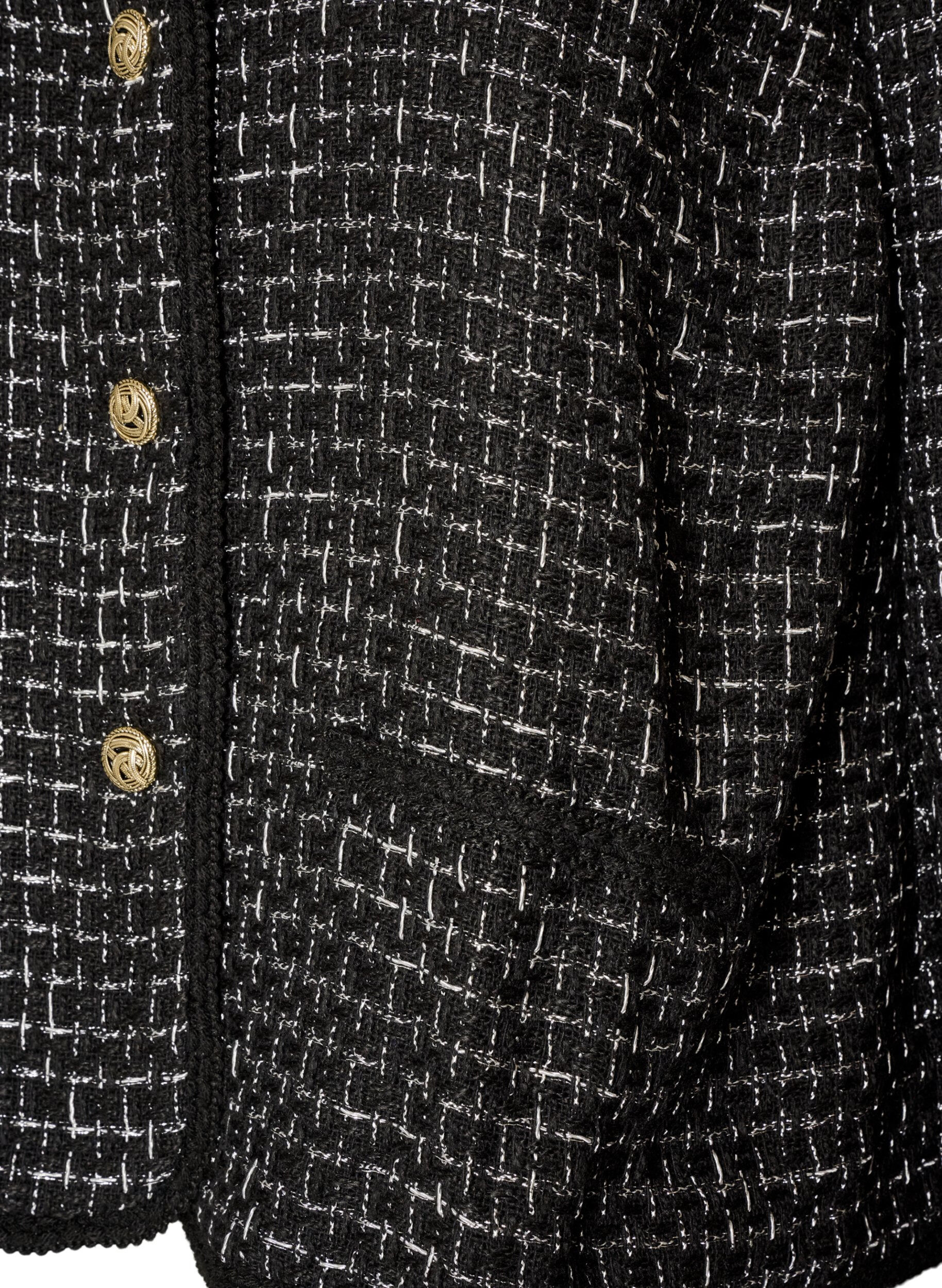 ZizziJacke aus Boucl&eacute; mit goldfarbenen Kn&ouml;pfen, Schwarz, Packshot image number 3