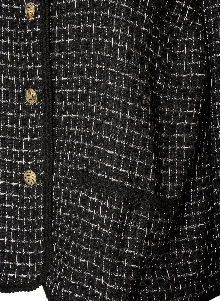Jacke aus Boucl&eacute; mit goldfarbenen Kn&ouml;pfen, Schwarz, Packshot image number 3