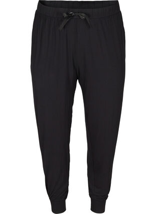 Einfarbige Schlafanzughose aus Viskose, Black, Packshot image number 0