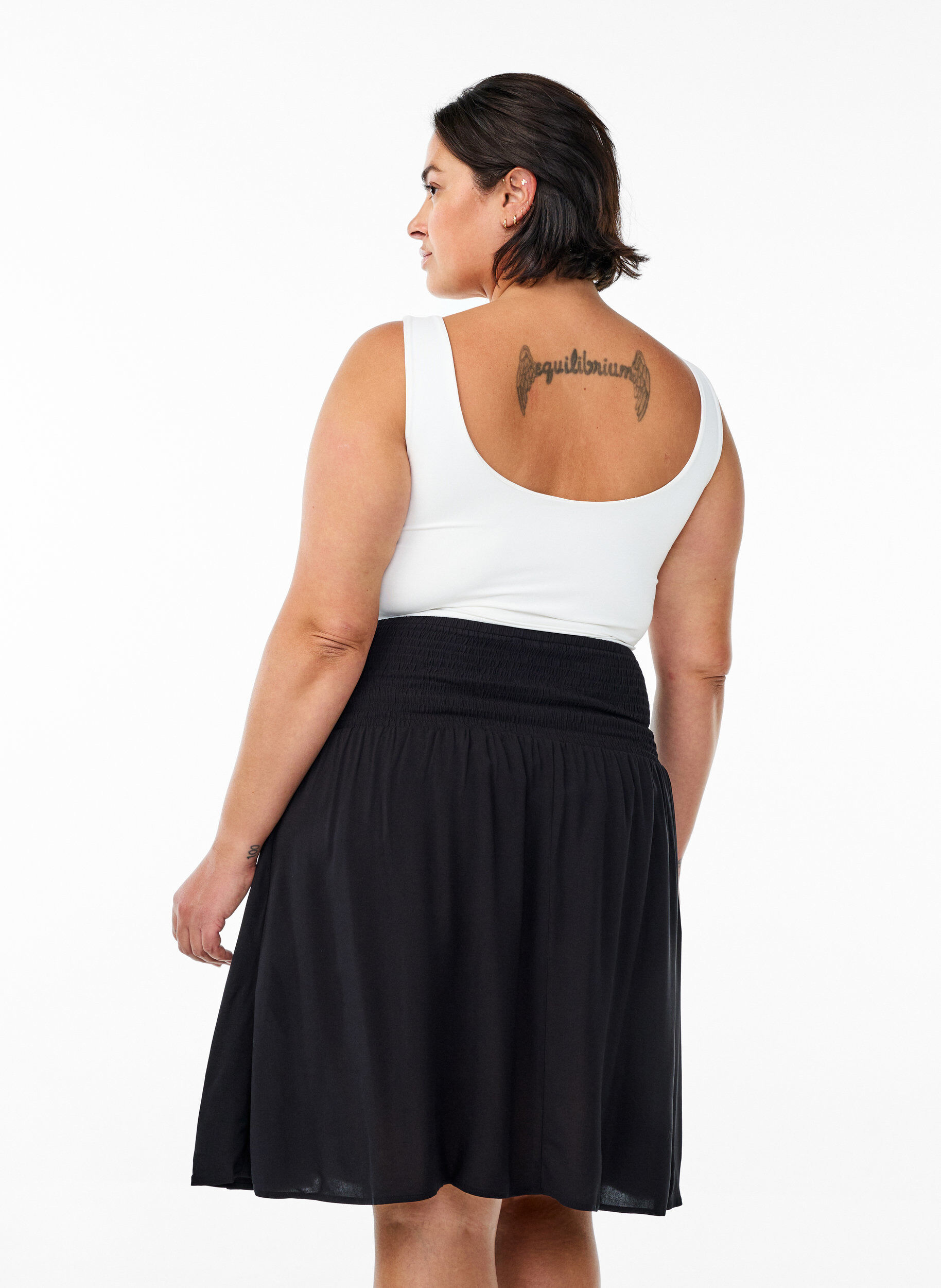 ZizziFLASH &ndash; Kurzer Rock mit Smokbund, Schwarz, Model image number 2