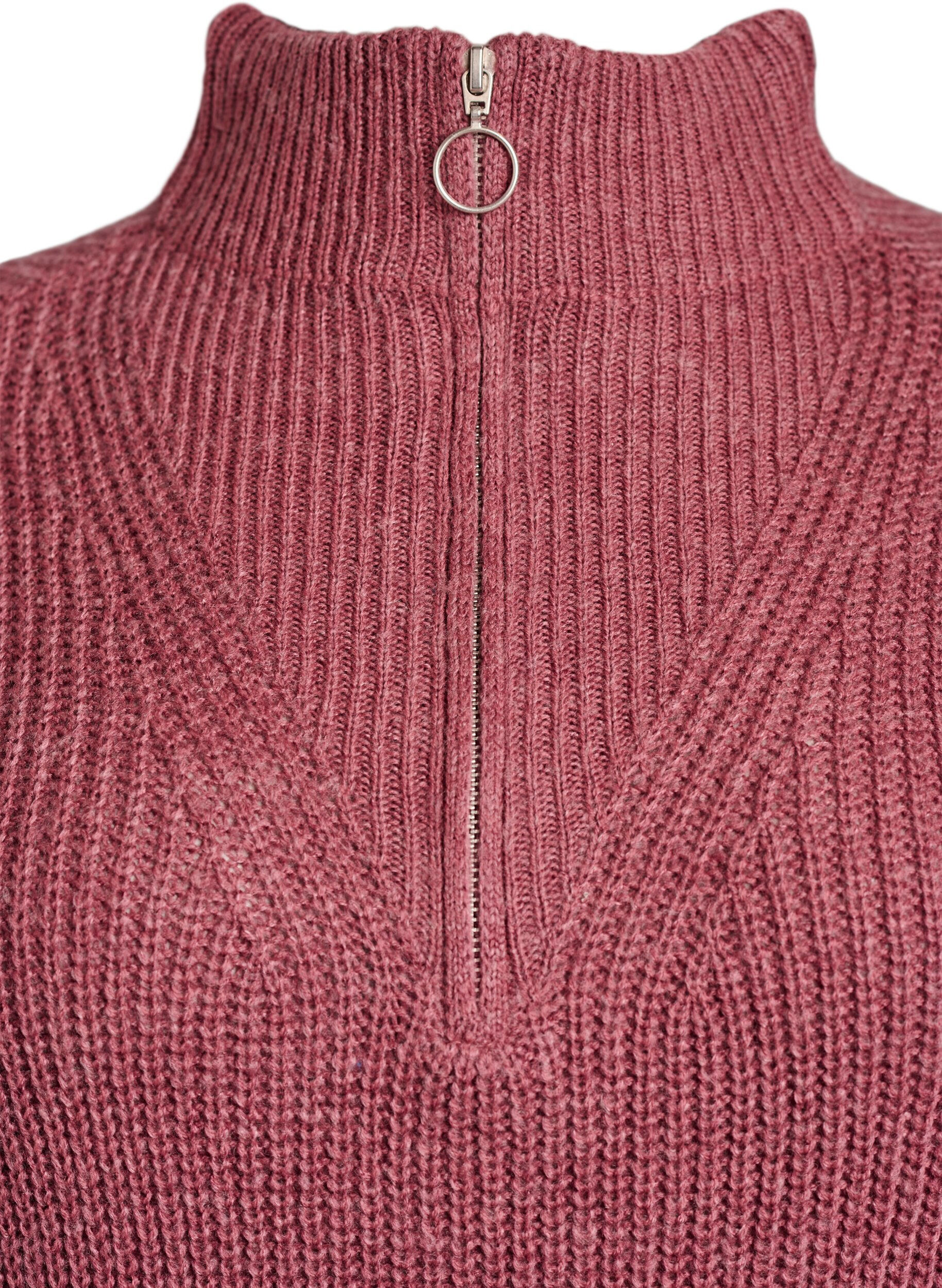 ZizziFLASH - Kurzes Strickkleid mit hohem Kragen, Rot, Packshot image number 2