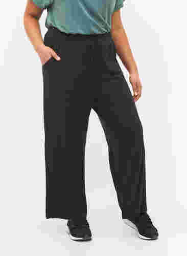 Viskose-Trainingshose mit Taschen, Black, Model image number 2