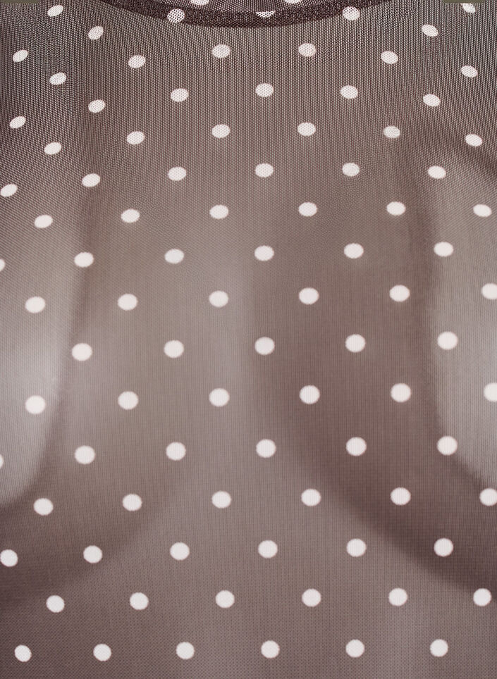 Bluse aus Mesh mit Punkten, Braun, Packshot image number 2