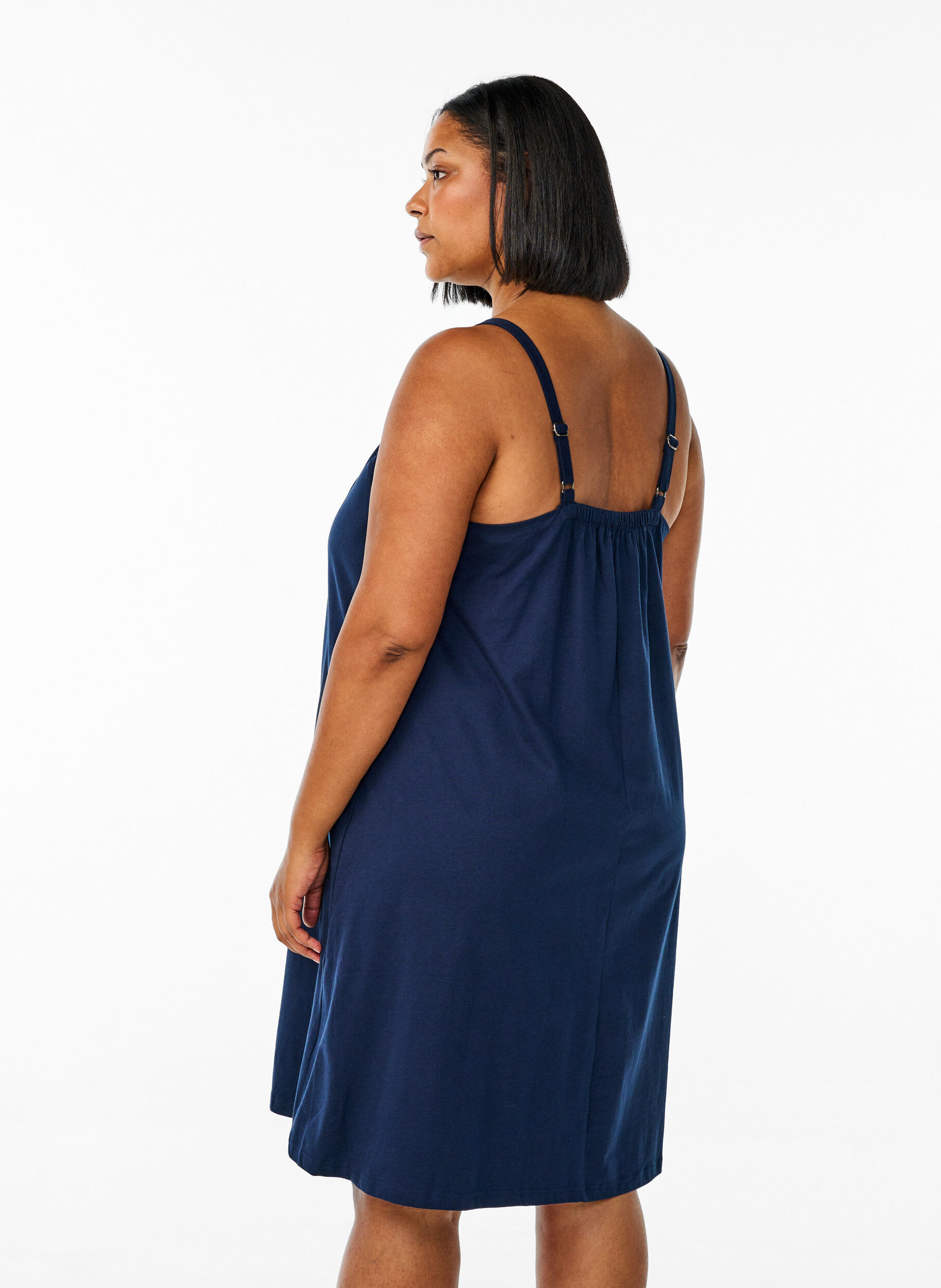 ZizziMidi-Tr&auml;gerkleid aus Bio-Baumwolle, Blau, Model image number 2
