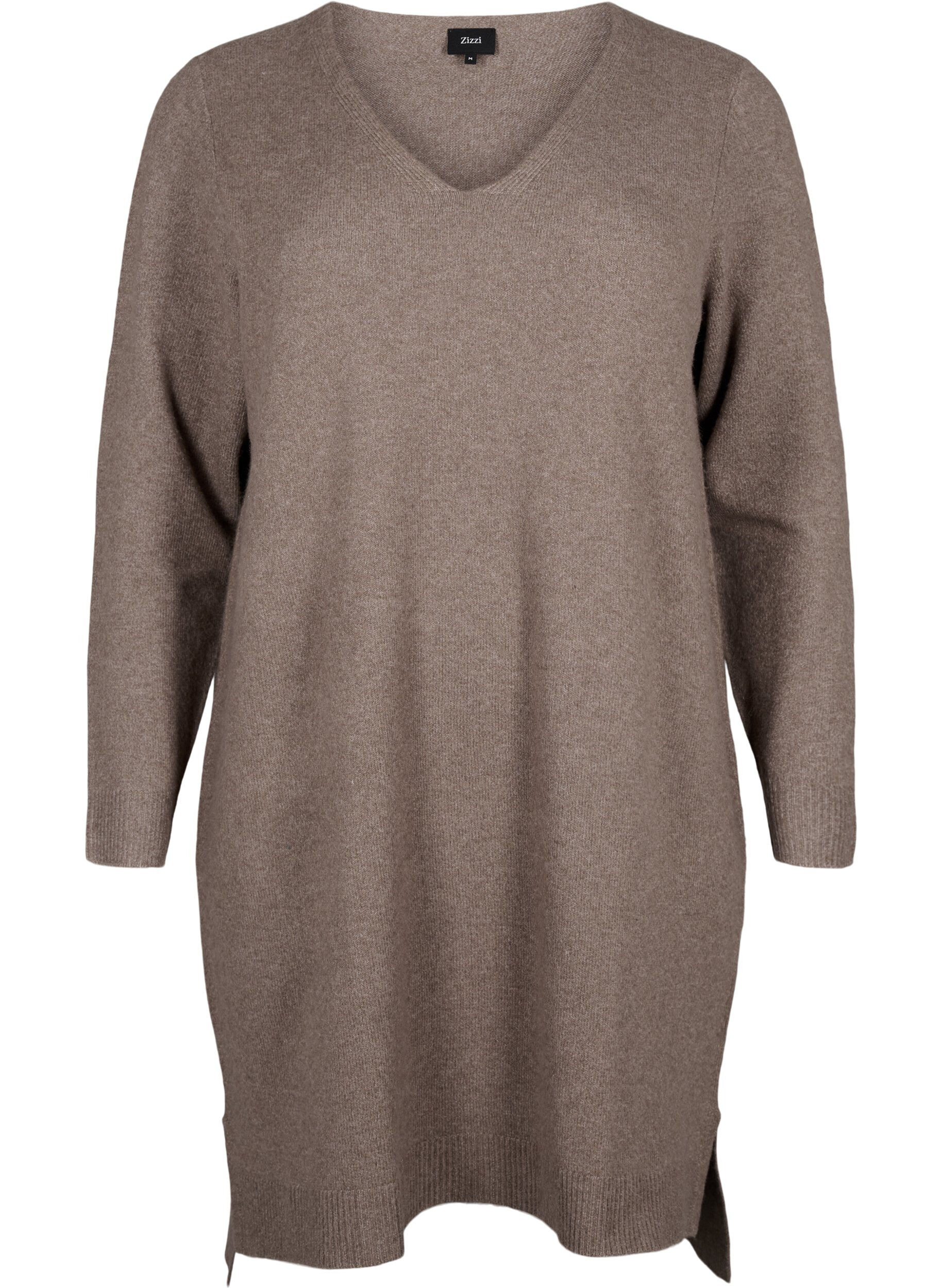 ZizziStrickkleid mit Schlitz, Walnut/White, Packshot image number 0