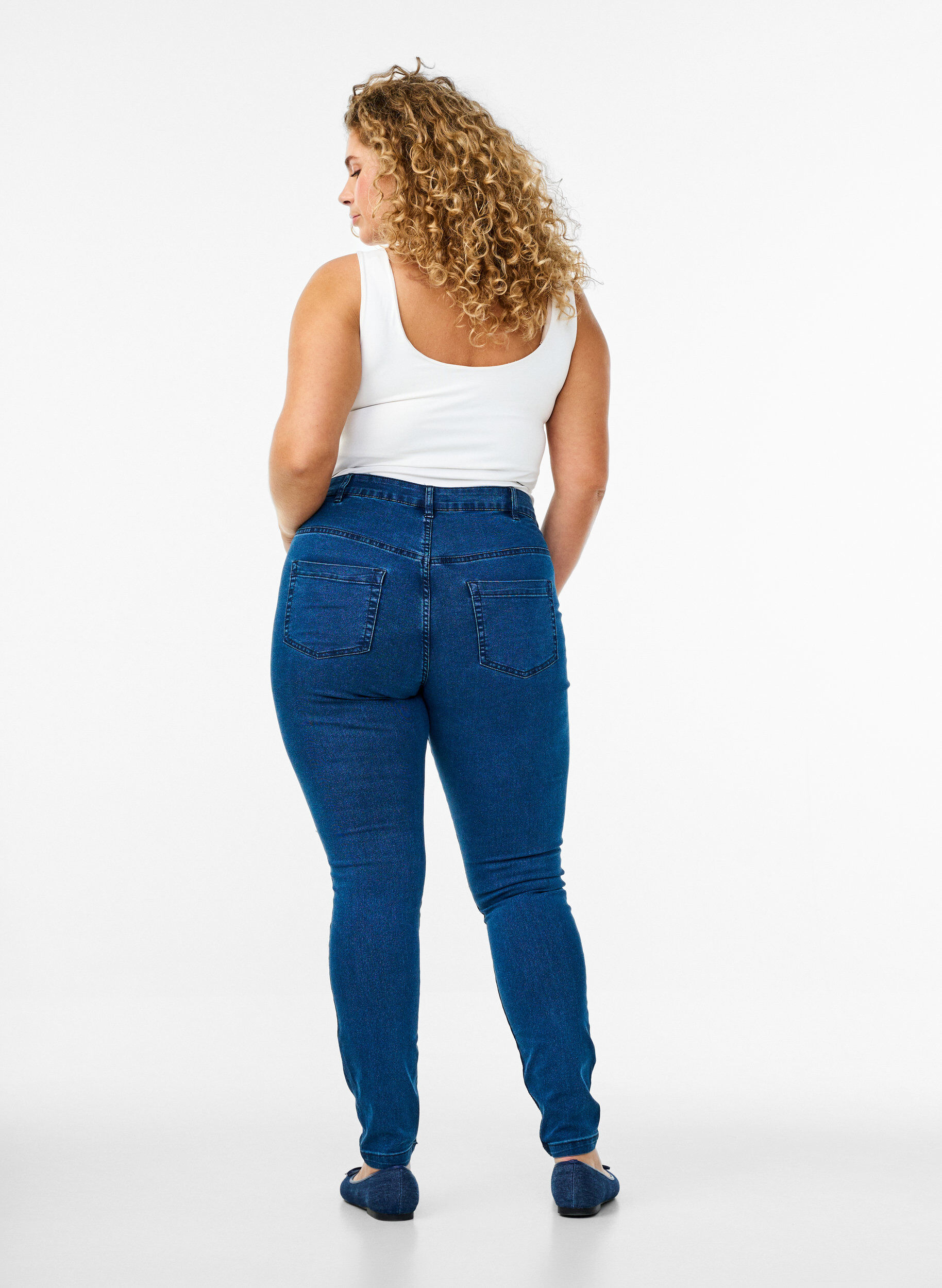ZizziHochtaillierte Super Slim Amy Jeans, Blau, Model image number 1
