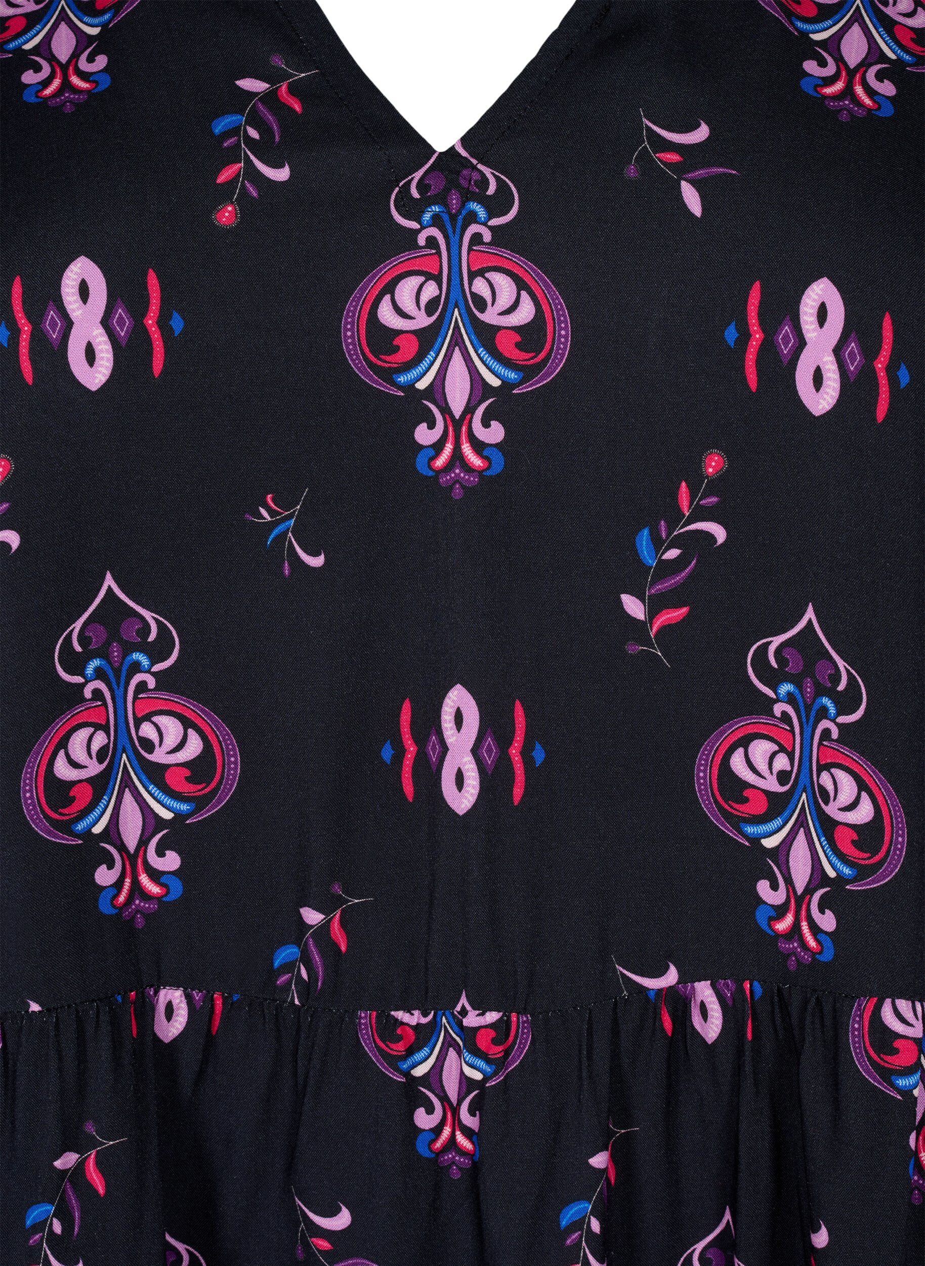 ZizziBedrucktes lang&auml;rmeliges Viskosekleid, Black Pink AOP, Packshot image number 2