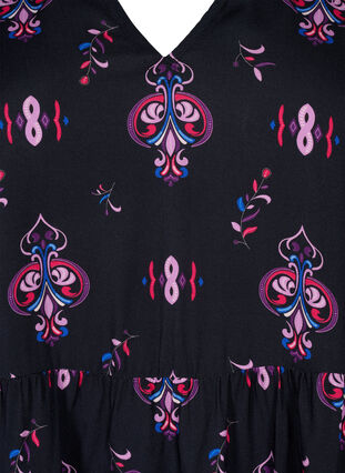 Bedrucktes langärmeliges Viskosekleid, Black Pink AOP, Packshot image number 2