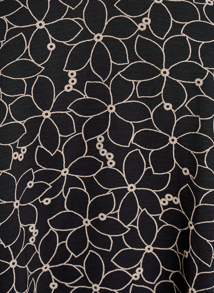 Tunika mit besticktem Blumenmuster und 3/4-Ärmeln, Schwarz, Packshot image number 2