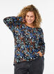 Gemusterte Bluse mit langen &Auml;rmeln, Blau, Model image number 0