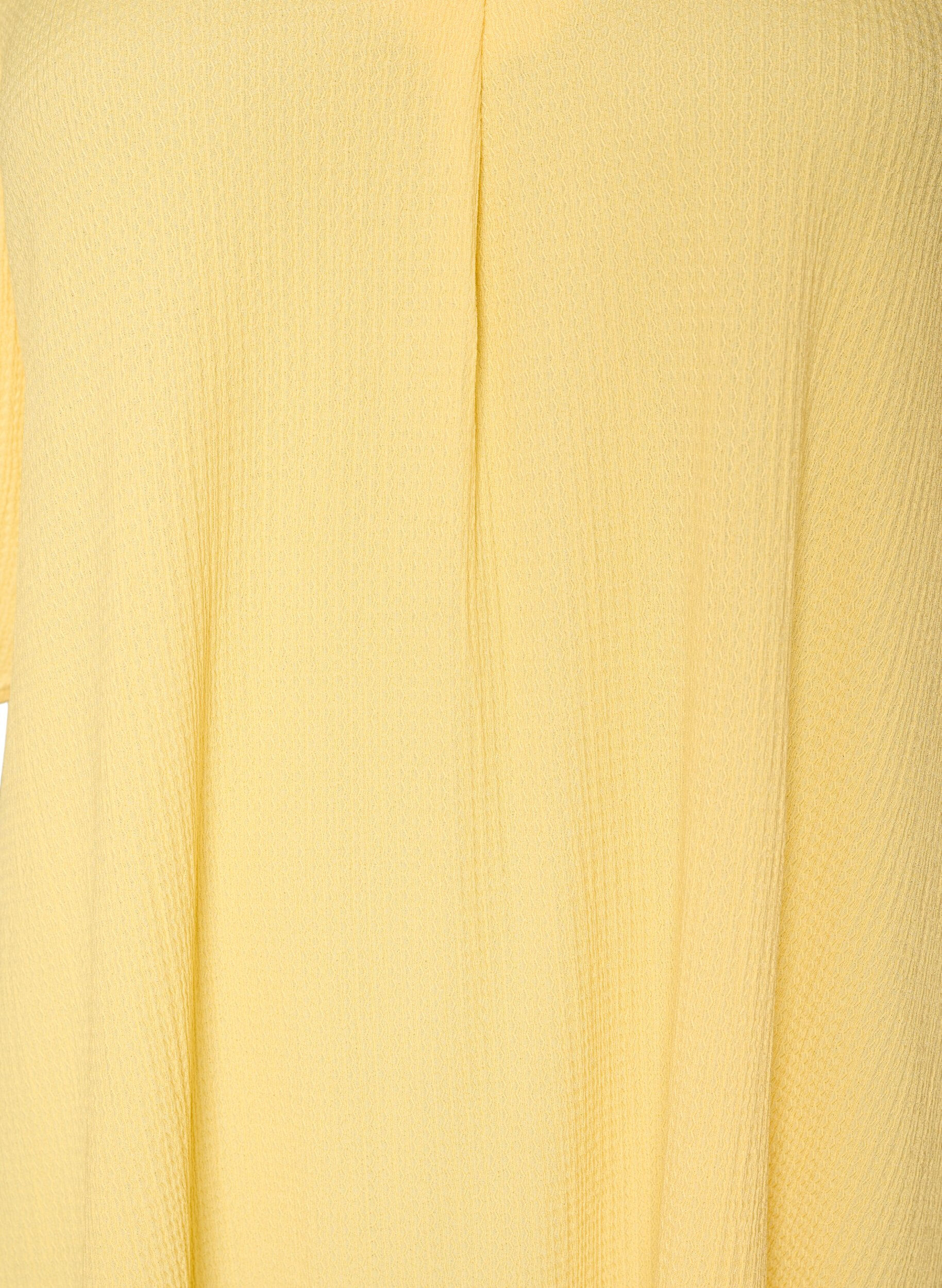 ZizziMidikleid mit V-Ausschnitt und Struktur, Gelb, Packshot image number 2