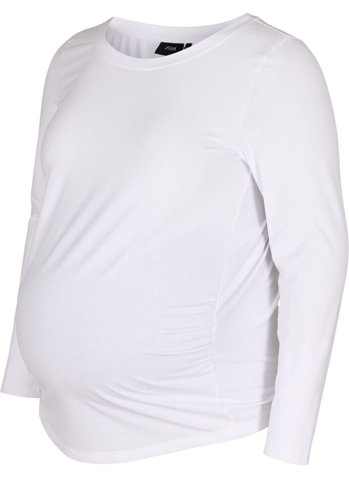 Basic Schwangerschaftsbluse mit langen Ärmeln, White, Packshot image number 0