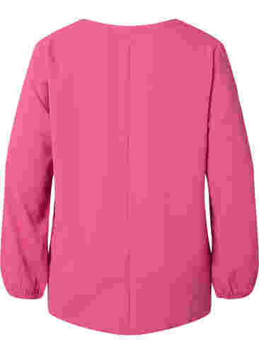 Unifarbene Bluse mit V-Ausschnitt, Shocking Pink, Packshot image number 1