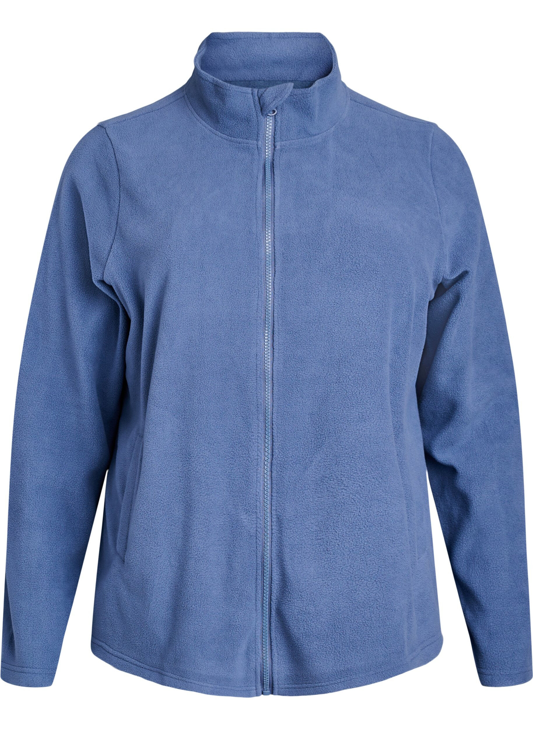 ZizziTop aus Fleece mit Rei&szlig;verschluss und hohem Kragen, Blau, Packshot image number 0