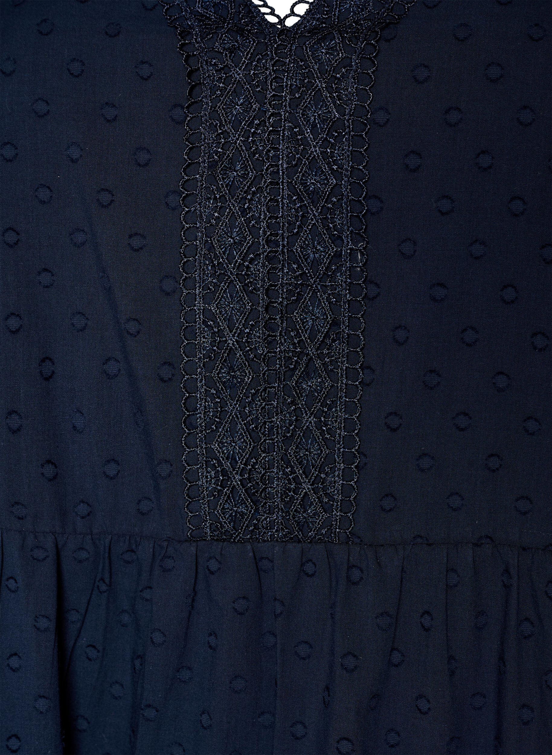 ZizziMidikleid aus strukturierter Baumwolle mit H&auml;keldetails, Blau, Packshot image number 2