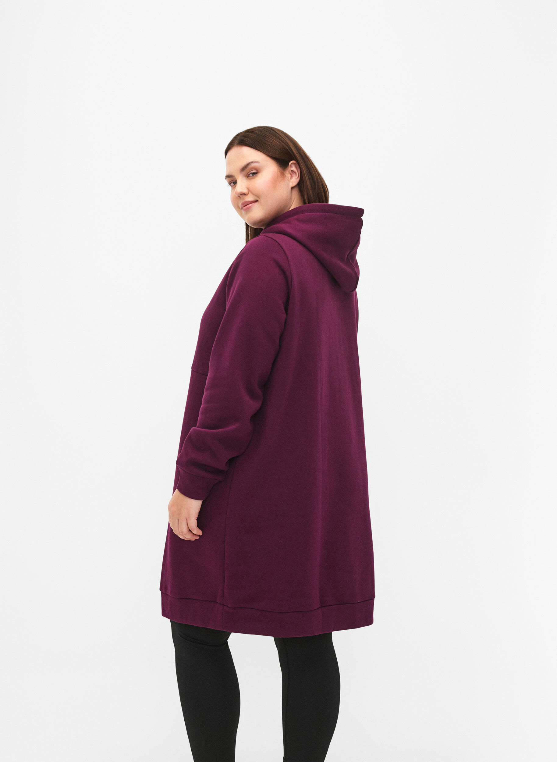ZizziSportliches Sweatshirtkleid mit Kapuze, Pickled Beet/SilverP, Model image number 1