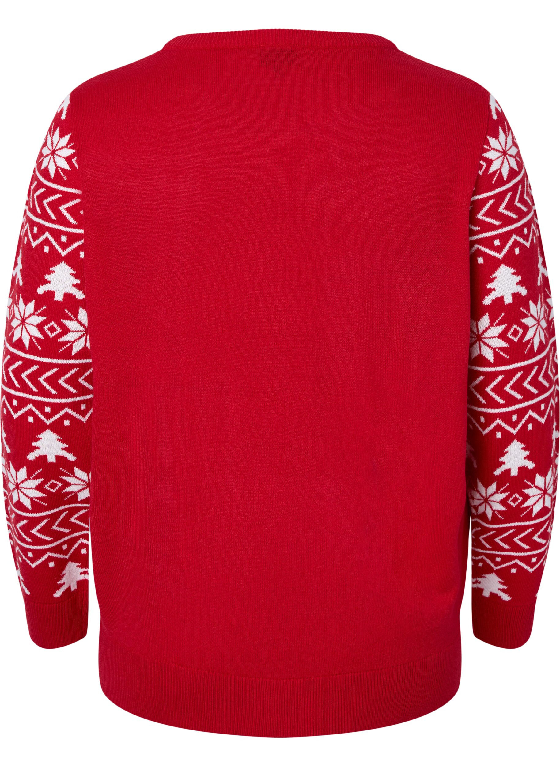 ZizziPullover mit Weihnachtsmuster, Tango Red, Packshot image number 1