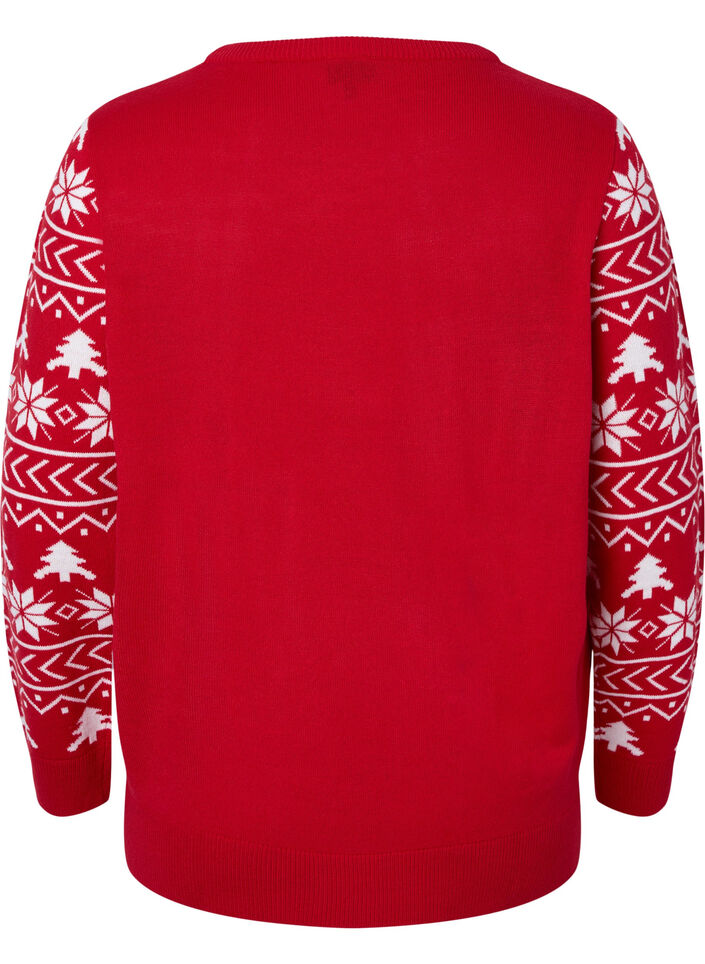Pullover mit Weihnachtsmuster, Tango Red, Packshot image number 1